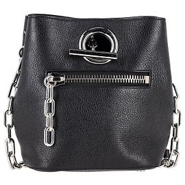 Bolsa balde com corrente Alexander Wang Riot em couro preto Preto