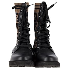 Fendi-Fendi Rockoko Combat Boots in Black Leather-Black