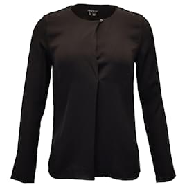 Theory-Theory Long Sleeves Blouse in Black Silk-Black