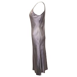 Max Mara-Max Mara Leisure Talete Sleeveless Midi Dress in Silver Polyester-Silvery