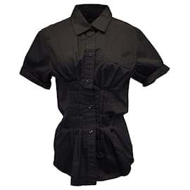 Isabel Marant-Isabel Marant Gramy Pintucked Button Front Shirt in Black Cotton-Black