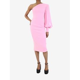 Autre Marque-Pink satin crepe single balloon sleeve midi dress - size UK 6-Pink