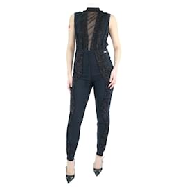 Just Cavalli-Black sleeveless sparkly striped jumpsuit - size S-Black