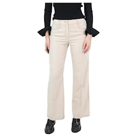 Agnona-Cream wool straight-leg trousers - size UK 8-Cream