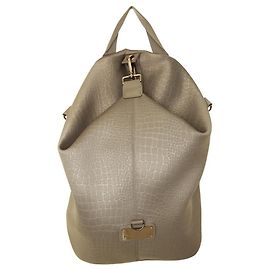 Adidas by Stella McCartney Gray Crocodile Print Canvas HandBag Backpack Bag Grey