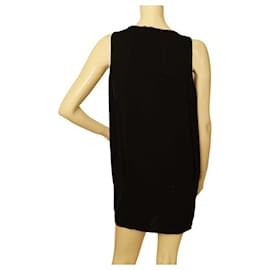 Patrizia Pepe-Patrizia Pepe Black Cotton Knit w. Chains Sleeveless Mini Length Dress Size 2-Black