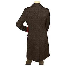 Autre Marque-Toy G Femme's Gris w. Taille du manteau à col à motif géométrique en laine à bordure rouge 42-Gris