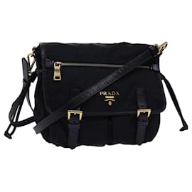 Prada-PRADA Shoulder Bag Nylon Black Auth ar10246-Black