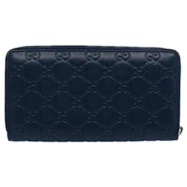 Gucci-GUCCI GG Canvas Guccissima Long Wallet Yankees Navy 547791 Auth ep1757-Navy blue