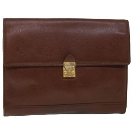 SAINT LAURENT Porte-documents Cuir Marron Auth bs8420 Marron