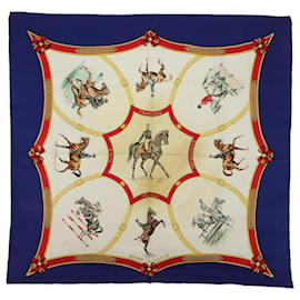 Hermès-HERMES CARRE 90 ECOLE FRANCAISE D'EQUITATION Scarf Silk Navy Red Auth 54054-Red,Navy blue