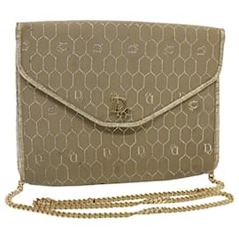 Christian Dior-Christian Dior Honeycomb Canvas Chain Shoulder Bag Beige Auth ti1244-Beige