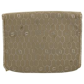 Christian Dior-Christian Dior Honeycomb Canvas Chain Shoulder Bag Beige Auth ti1244-Beige