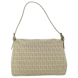 Fendi-FENDI Zucchino Canvas Mamma Baguette Shoulder Bag Beige Auth am4994-Beige
