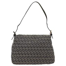 Fendi-Bolso de hombro FENDI Zucchino Canvas Mamma Baguette Azul marino Auth yk8650-Azul marino