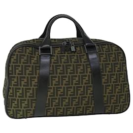 Fendi-Bolso Boston de lona FENDI Zucca Marrón Auth 54989-Castaño