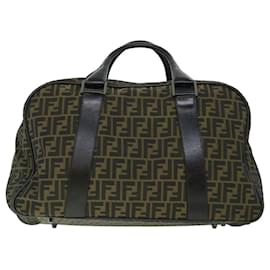 Fendi-Bolso Boston de lona FENDI Zucca Marrón Auth 54989-Castaño