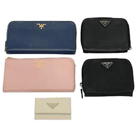 Prada-PRADA Key Case Wallet Nylon Leather 5Set Black Pink blue Auth bs8522-Black,Pink,Blue