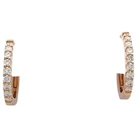 inconnue-Paire de petites créoles en or rose, diamants.-Autre