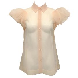Simone Rocha Nude Transparente Bluse mit Puffärmeln Beige