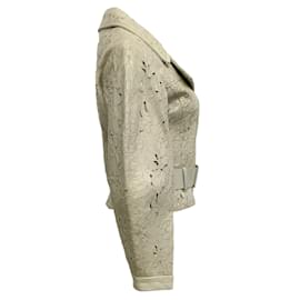 Drome-Drome Jacke aus taupefarbenem, lasergeschnittenem Lackleder-Beige