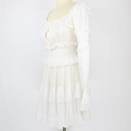 Autre Marque-White Square Neckline Midi Dress-White