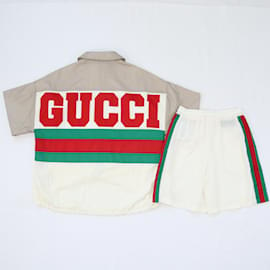 Gucci-Ensemble veste et short à rayures Web multicolores-Multicolore