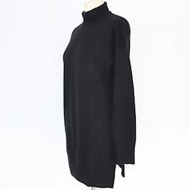 Dior-Pull à col roulé noir fendu sur le côté-Noir