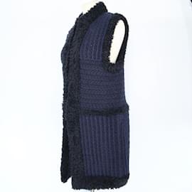 Dior-Blue/Black Chunky Knit Vest Jacket-Black