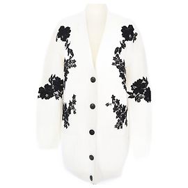 Valentino Cremefarbener Cardigan mit Spitzendetail Roh