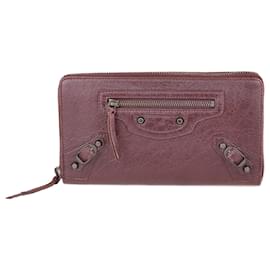 Balenciaga-Bordeaux City Zip Around Wallet-Other