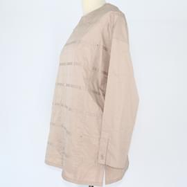 Hermès-Tunica a maniche lunghe con borchie beige-Beige