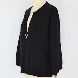 Valentino-Pull noir avec détail en V-Noir