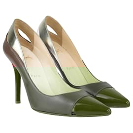 Christian Louboutin-Tri Color Pointed Toe Pumps-Black