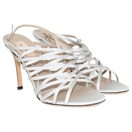 Valentino-Grey Crisscross Strappy Sandals-Grey