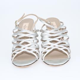 Valentino-Grey Crisscross Strappy Sandals-Grey