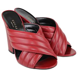 Gucci-Red Crossover Slide Sandals-Red