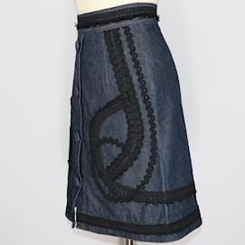 Autre Marque-Black Lace Denim Skirt-Black