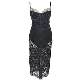 Elisabetta Franchi-Mini-robe noire en dentelle Abito Donna-Noir