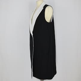 Fendi-white/Black Sleeveless Long Jacket-Black