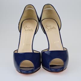 Christian Louboutin-Zapatos de tacón Madame Claude D'orsay de charol azul-Azul