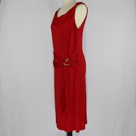 Escada-Robe midi rouge sans manches-Rouge