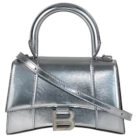 Balenciaga-Silver Hourglass XS Top Handle Crossbody Bag-Silvery