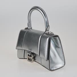 Balenciaga-Silver Hourglass XS Top Handle Crossbody Bag-Silvery