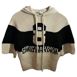 Pull à capuche Christian Dior en cachemire écru Blanc cassé