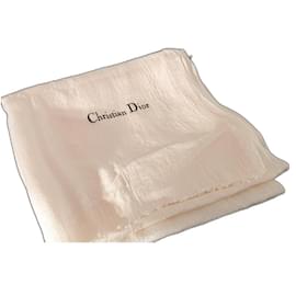 Dior-Echarpe blanche en soie Dior-Crème