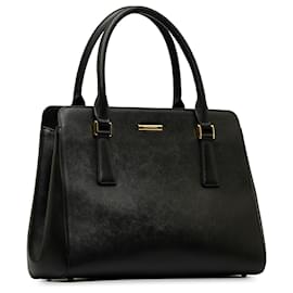 Burberry-Burberry Sac à main en cuir noir-Noir