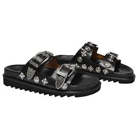 AJ844 Mule - Toga Pulla - Preto - Couro Preto
