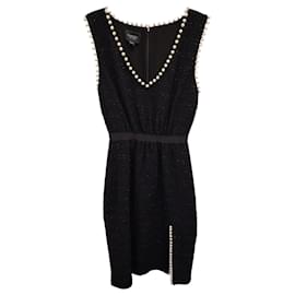 Giambattista Valli-Giambattista Valli Pearl-Embellished Tweed Dress in Black Polyamide-Black