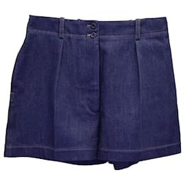 Alaïa-Mini short en jean Alaia en coton bleu-Bleu